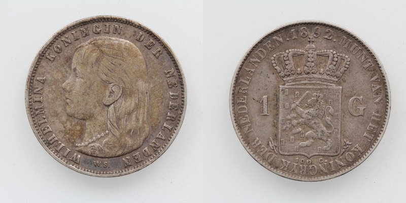 Niederlande Wilhelmina 1 Gulden 1892