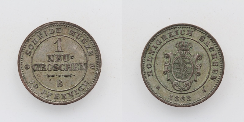 Sachsen 1 Neu Groschen (10 Pfennige) 1863 B