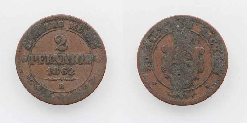 Sachsen Johann 2 Pfennige 1862 B