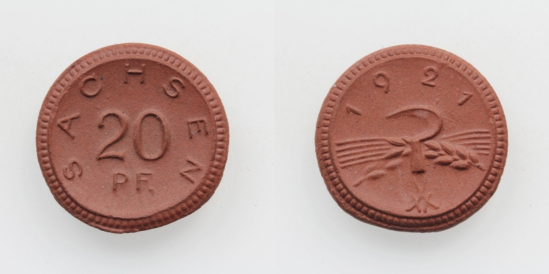 Sachsen 20 Pfennig 1921 Porzellan
