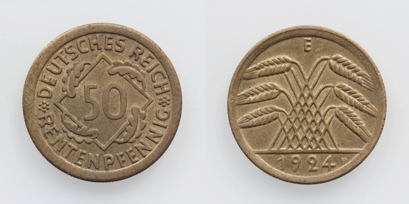 Weimarer Republik 50 Rentenpfennig 1924 E