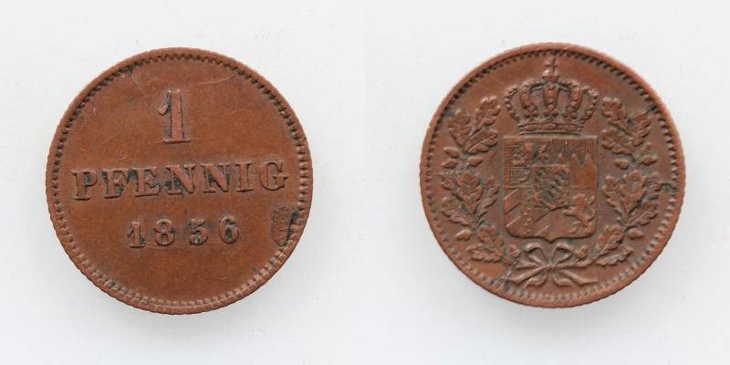 Bayern Maximilian II. 1 Pfennig 1856