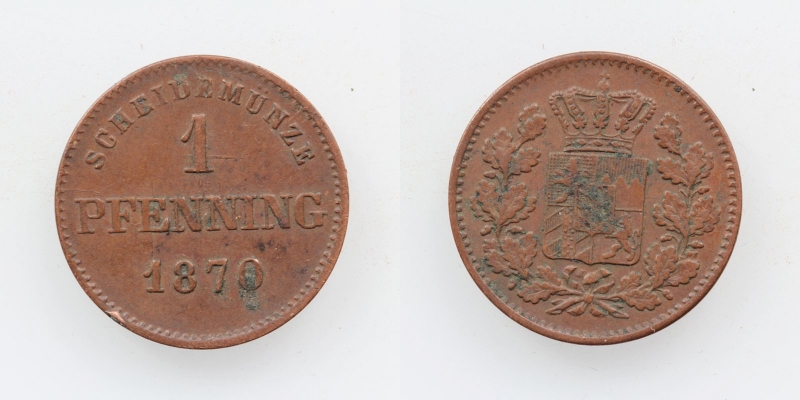 Bayern Ludwig II. 1 Pfennig 1870