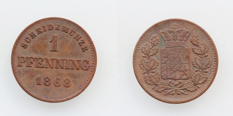 Bayern Ludwig II. 1 Pfennig 1868