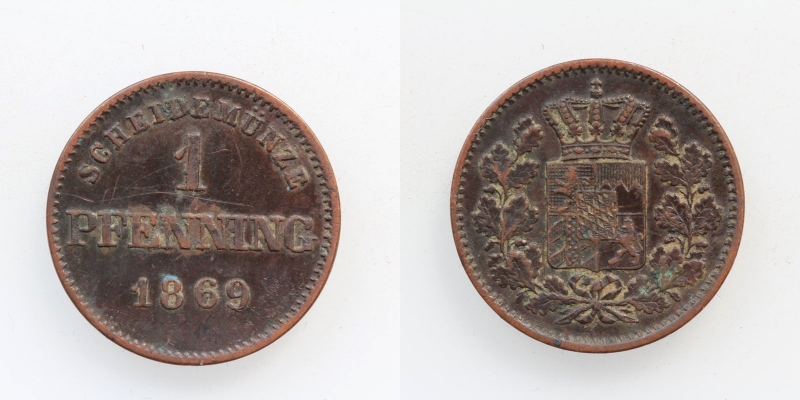 Bayern Ludwig II. 1 Pfennig 1869