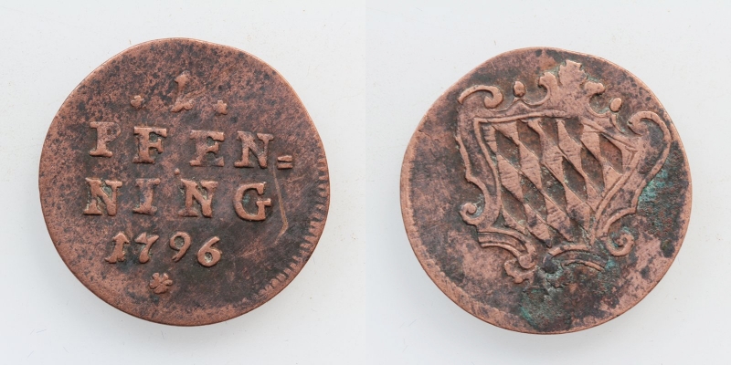 Bayern Karl Theodor 1 Pfennig 1796