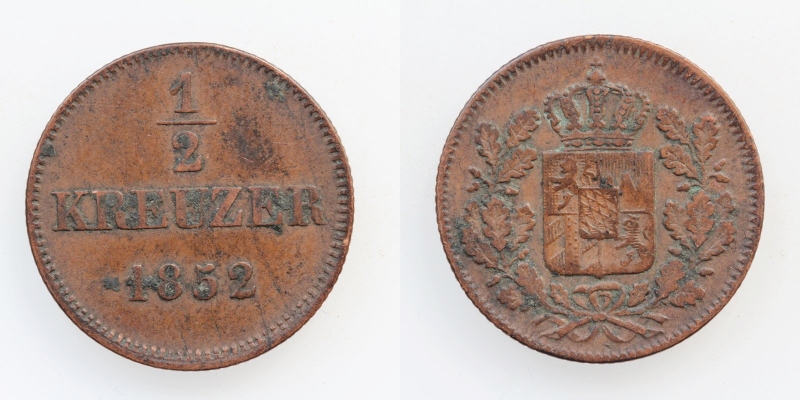 Bayern Maximilian II. 1/2 Kreuzer 1852