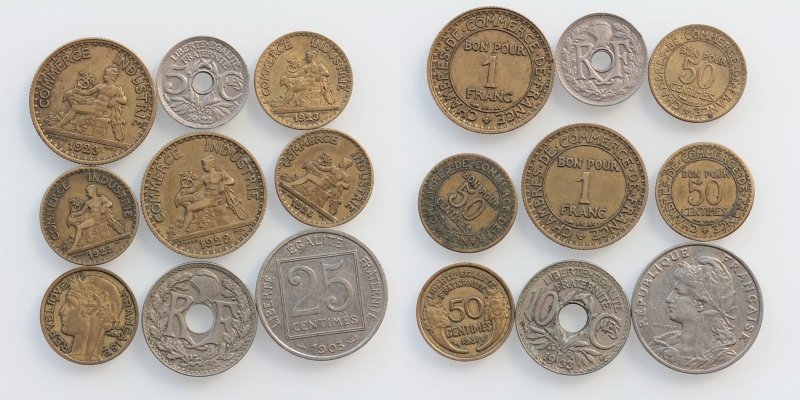 Frankreich LOT Francs Centimes 12 Stück