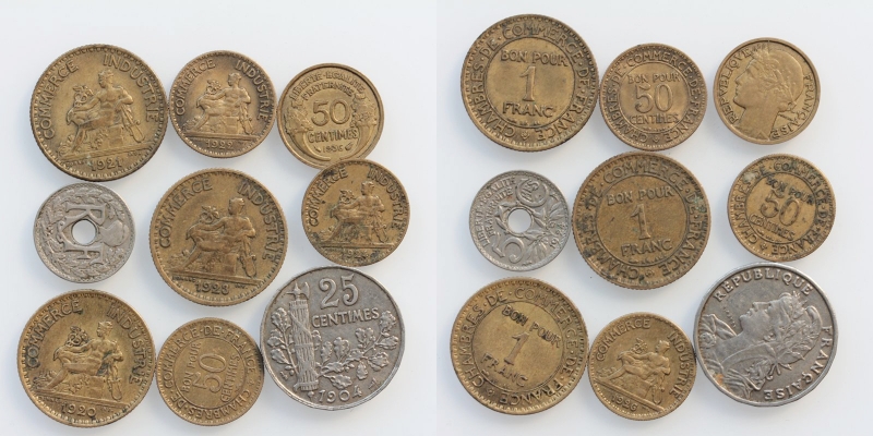 Frankreich LOT Francs Centimes 12 Stück