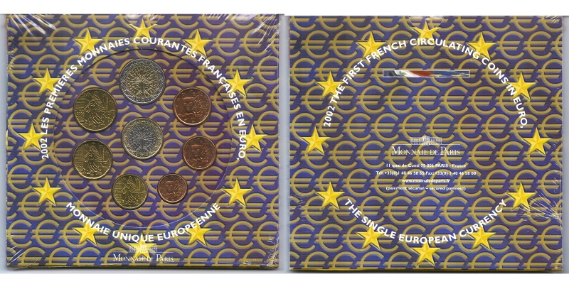 Frankreich Euro Kursmünzensatz 2002 Blister