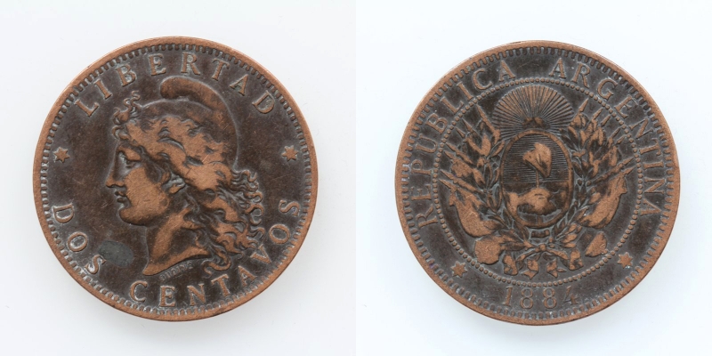 Argentinien 2 Centavos 1884