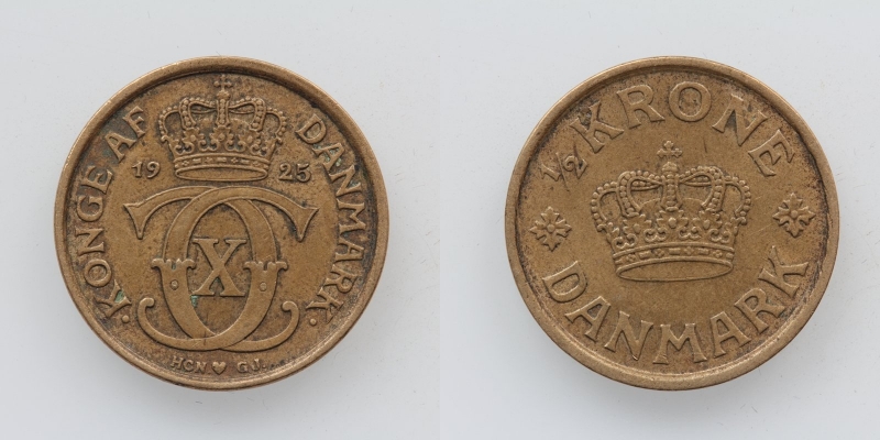 Dänemark Christian X. 1/2 Krone 1925