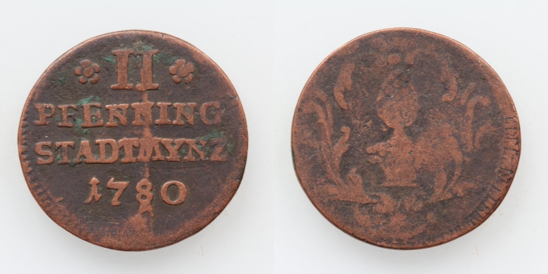 Augsburg Stadt 2 Pfennig 1780