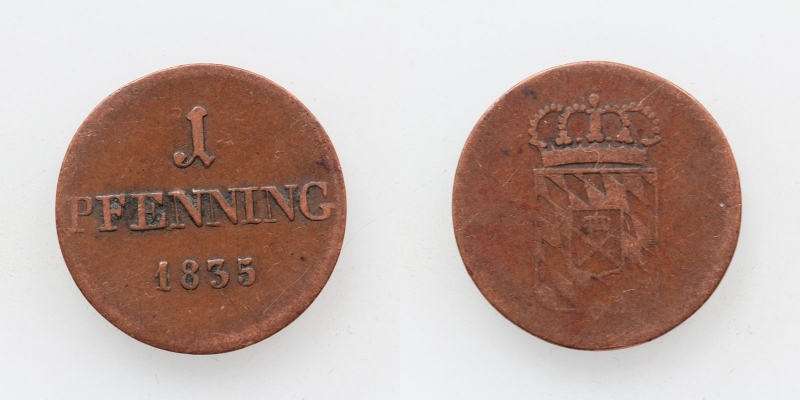 Bayern Ludwig I. 1 Pfennig 1835