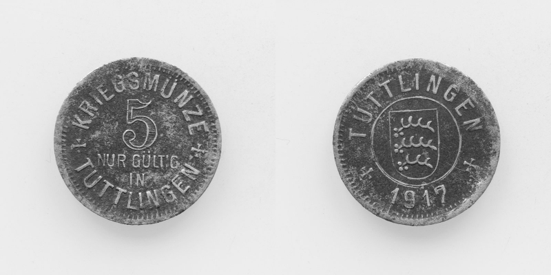 Kriegsmünze zu 5 Pfennig 1917 Tuttlingen