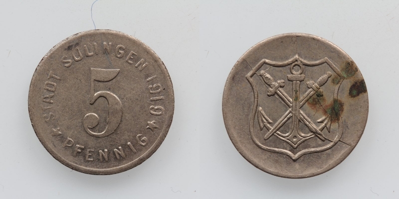 Notgeld Solingen Stadt 5 Pfennig 1919