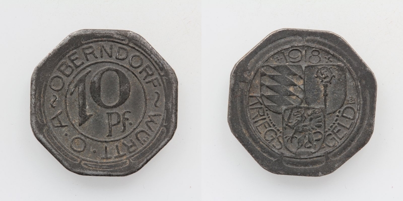 Kriegsgeld Oberndorf Württ 10 Pfennig 1918