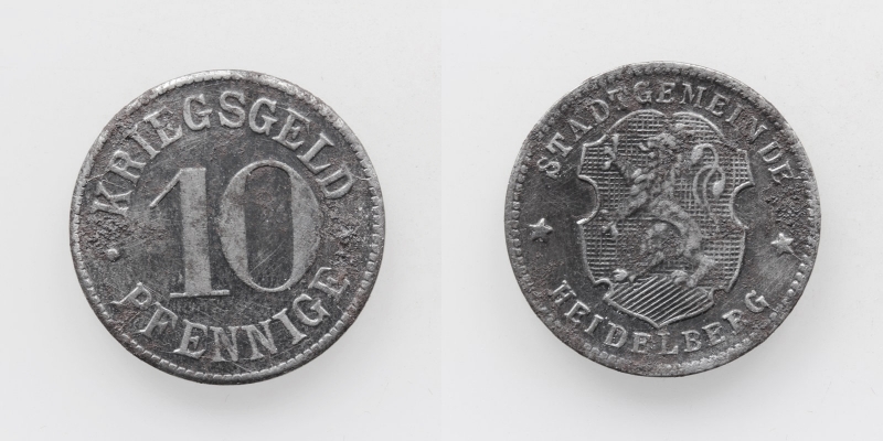 Kriegsgeld Stadtgemeinde Heidelberg 10 Pfennig