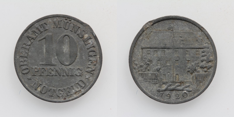 Notgeld Oberamt Münsingen 10 Pfennig 1920