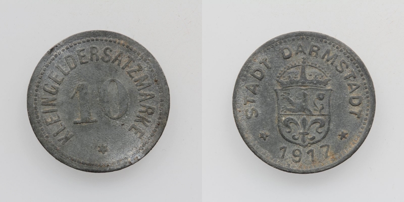 Stadt Darmstadt Kleingeldersatzmarke 10 Pfennig 1917