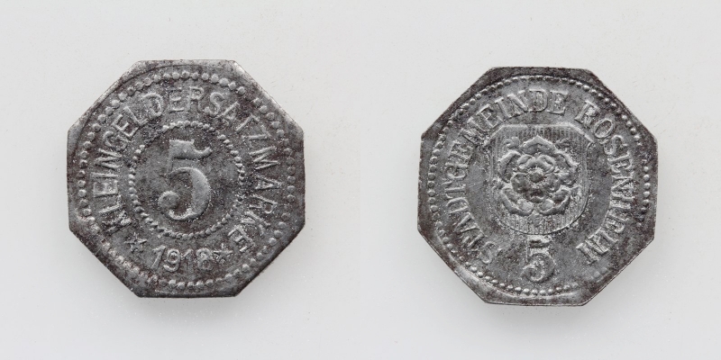 Kleingeldersatzmarke Rosenheim 5 Pfennig 1918