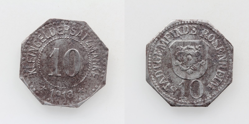 Kleingeldersatzmarke Rosenheim 10 Pfennig 1918