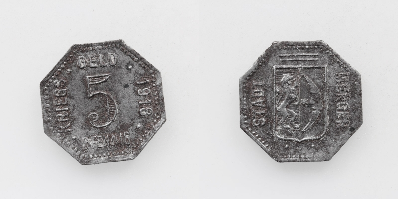 Kriegsgeld Stadt Mengen 5 Pfennig 1918