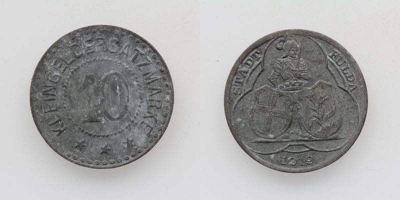 Kleingeldersatzmarke Stadt Fulda 10 Pfennig 1920