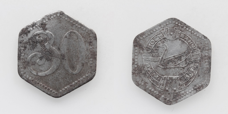 Wertmarke Hochbahn Hamburg 30 Pfennig o.J.