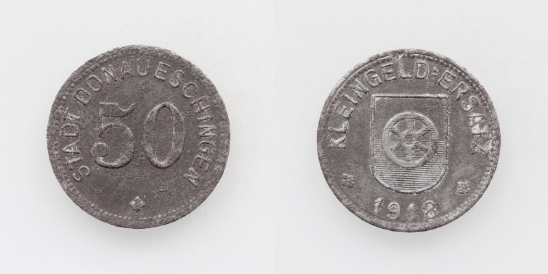 Kleingeld-Ersatz Stadt Donaueschingen 50 Pfennig 1918