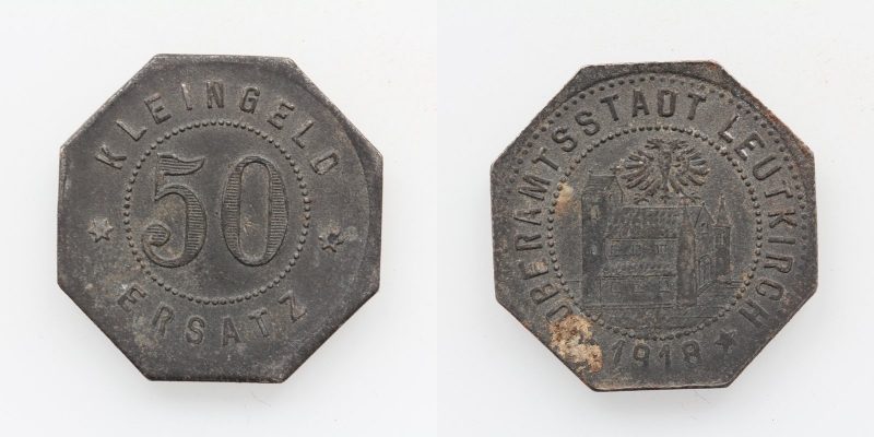 Kleingeld Ersatz Leutkirch 50 Pfennig 1918