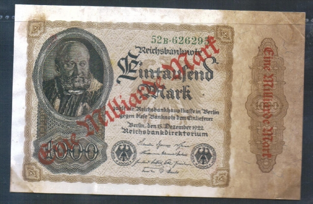 Deutsches Reich 1000 Mark/1 Milliarde Mark 1922