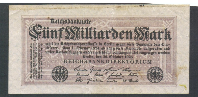 Weimarer Republik 5 Milliarden Mark 1923