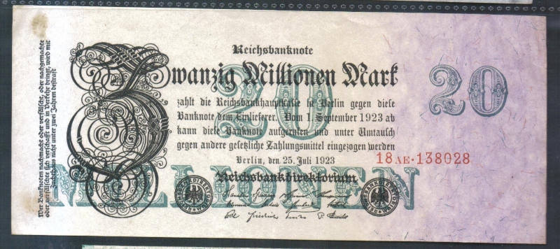 Deutsches Reich 20 Millionen Mark 1923