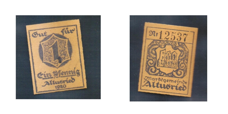 Bayern Altusried Gutschein 1 Pfennig 1920