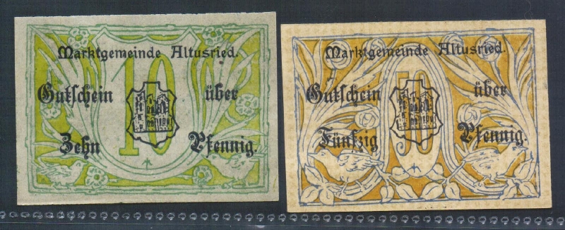 Bayern Altusried 10 und 50 Pfennig o.D. (1920)