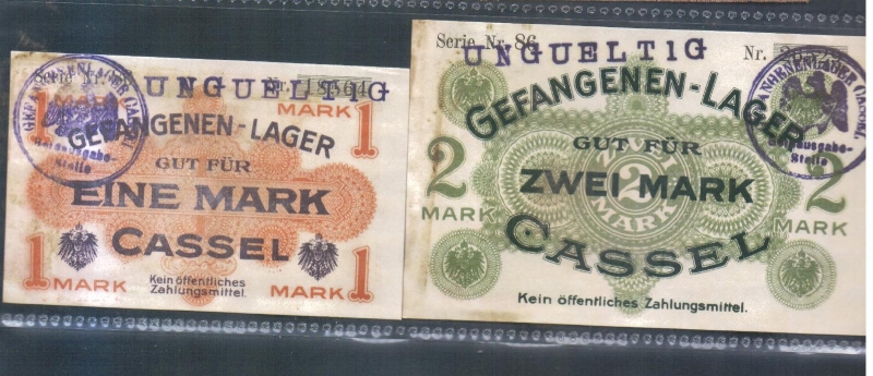 Hessen Cassel Gefangenen-Lager 1 und 2 Mark o.D.