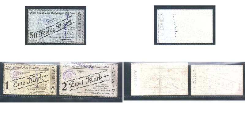 Hessen Eschwege Notgeld 50 Pfennig 1 und 2 Mark 1917