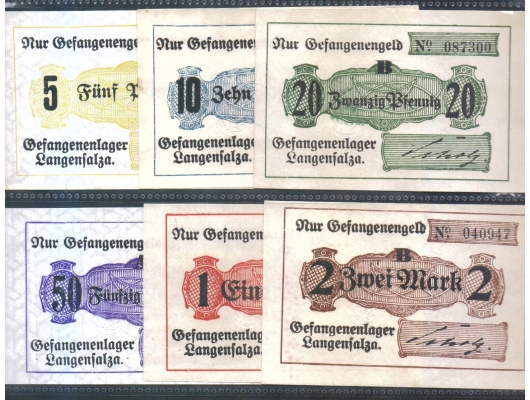 Thüringen Langensalza Gefangenen-Lager 5,10,20,50 Pfennig 1,2 Mark o.D.